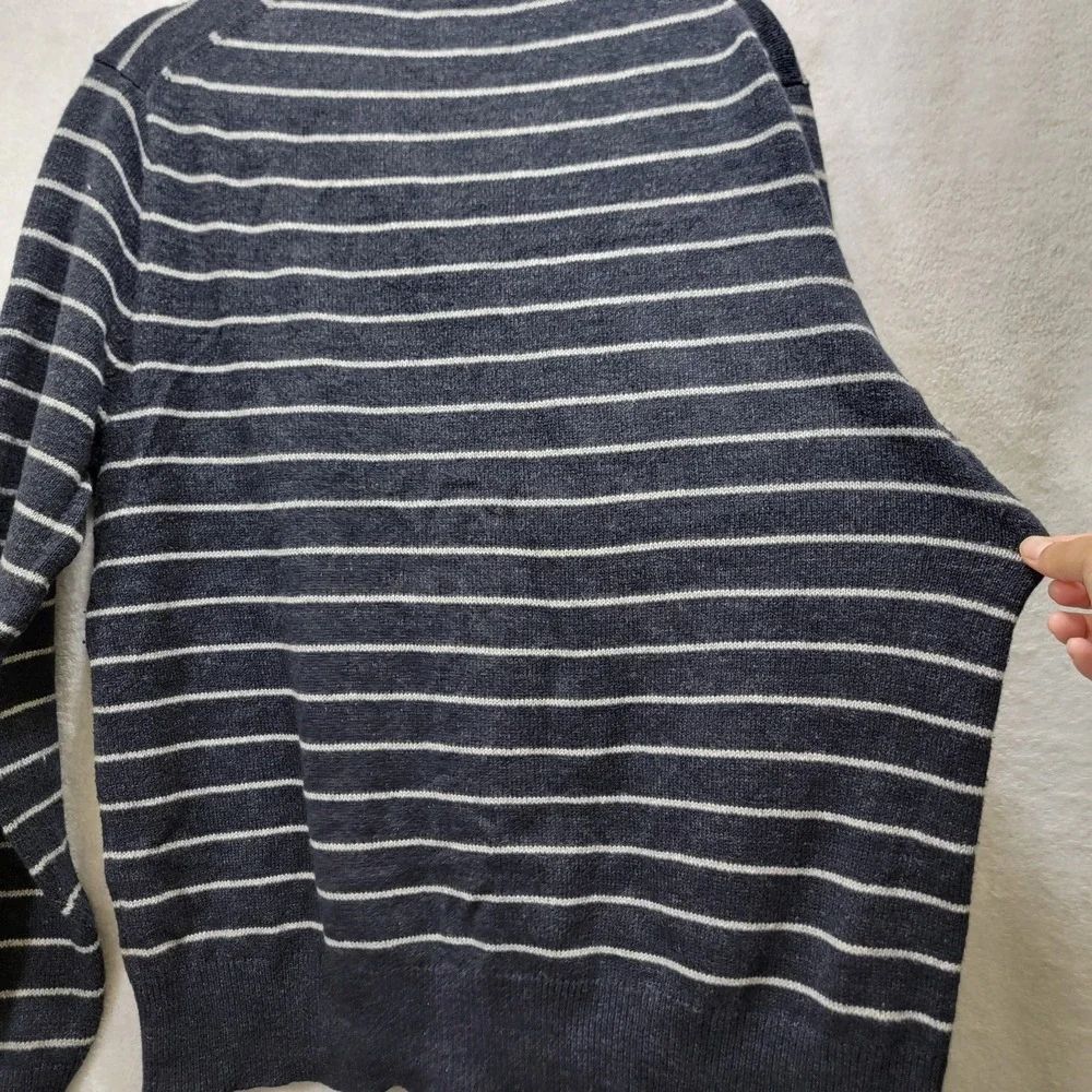 J. Crew Men's Large‎ Wool Blend Long Sleeve Striped Crewneck Blue Sweater Preppy